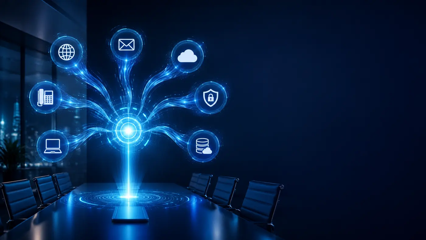 Representação de serviços de tecnologia conectados a uma gestão central